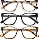 EYEURL Cat Eye Reading Glasses for women - 5 Pack Blue Light Blocking Reading Glasses Ladies +2.50 Fashion Square Frames Magnification with Spring Hinge