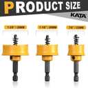 KATA Impact Hole Saw Set - 3PCS Thin Wall Hole Saw Kit Electric Tool Hole Cutter Drill Bit 7/8", 1-1/8", 1-3/8" (22-29-35mm) for Plumber - 1/4" Hex Shank, Variable Pitch Teeth for Plastic and Metal