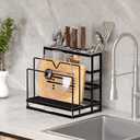 Universal Knife Block Holder, Kitchen Knife Holder Storage Organizer, Stainless Steel Cutting Board Rack Pot Pan Lid Holder for Countertop, Cabinet