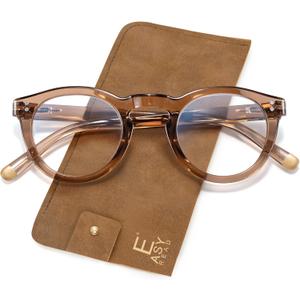 EASY READ Retro Round Blue Light Blocking Reading Glasses for Women,Anti UV Readers for Women with Spring Hinge