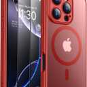 SPIDERCASE Designed for iPhone 16 Pro Case, Magnetic Translucent [2+Full Coverage Tempered Glass Screen Protector] [Full Camera Protection] Anti-Fingerprint Anti-Scratch for iPhone 16 Pro 6.3, Red