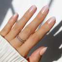 Glamnetic Press On Nails - Crystal Glaze | Glazed Short Oval Nude Fake Nails with Ombr, Salon Quality Neutral Nails | 15 Sizes - 30 Nail Kit with Glue