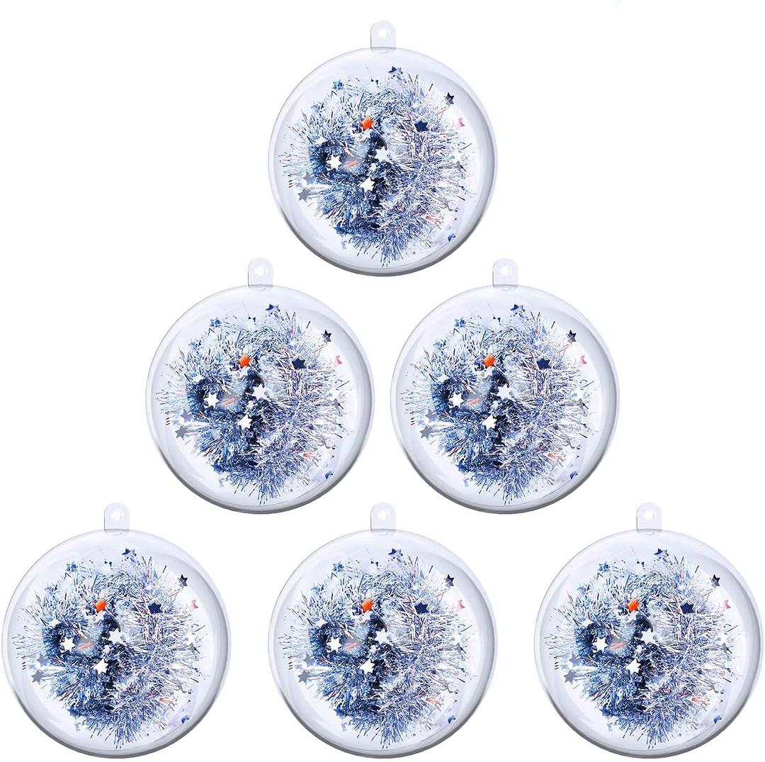 20Pcs (3.15"/80mm) Clear DIYChristmas Ornaments, Clear Plastic Fillable Ornaments Ball, for Christmas, for New Years Present Holiday Wedding Party Home Decor.