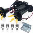 12V 600DB Air Horn Dual Trumpets, Super Loud Truck Train Horns Kit with Air Compressor for 12V SUV Motorcycle Trucks Pickup Lorries Trains Cars Boatsblack