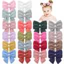 OAOLEER Hair Clip, 40Pcs 3.5Inch Hair Bows for Toddler Girls, Linen Neutral Pigtail Bows Accessories in 20 Colors