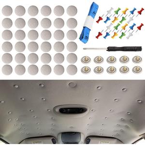 60 pcs Automotive Car Roof Headliner Repair Button, Universal Auto Roof Snap Rivets Retainer Design for Car Roof Flannelette Fixed, with Installation Tool and Fit All Cars