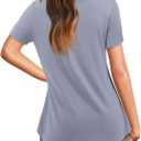 Amoretu Short Sleeve Tunic Tops Loose Fit for Women Crew Neck Tunic Tshirt (Blue, L)