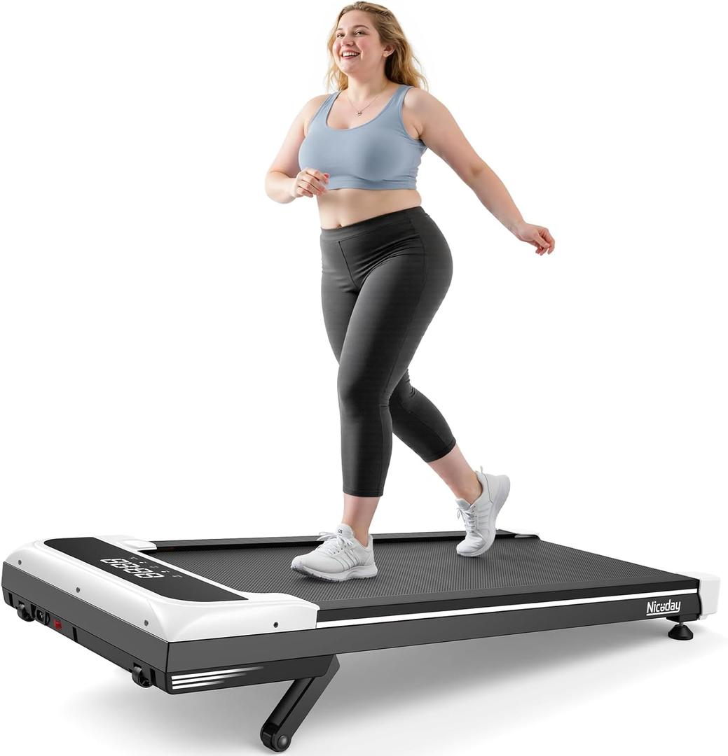 Niceday Walking Pad Under Desk with 10% 9-Level Auto Incline, 3HP Super Quiet Under Desk Treadmill for Home Office, Compact Treadmills for Home Hiking, 400 LBS Capacity, Magnetic Remote & Preset Goals