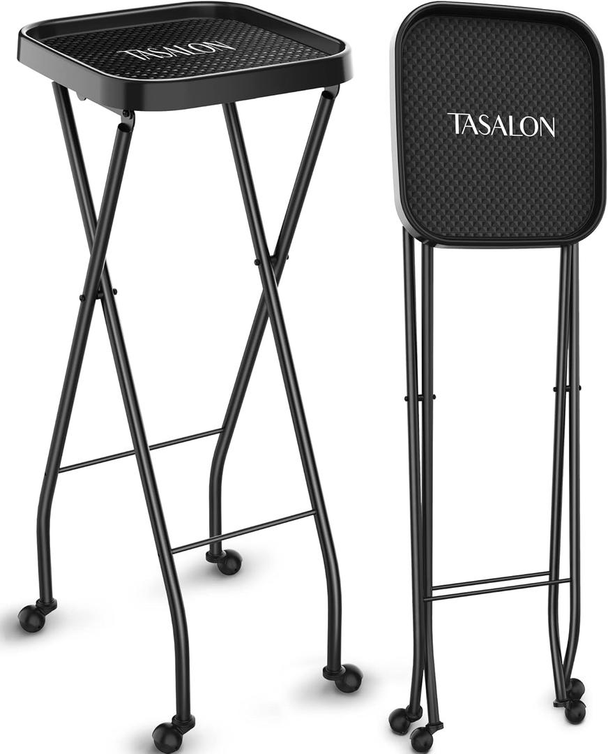 TASALON Folding Salon Rolling Tray Cart with Wheels Hair Stylist Cart, Portable Barber Tray, Tattoo Tray on Wheels, Small Rolling Tool Tray for Salon Stations, Esthetician & Beauty Salon Equipment