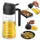 TrendPlain 16oz/470ml Glass Olive Oil Sprayer for Cooking – 2 in 1 Olive Oil Dispenser Bottle for Kitchen Gadgets and Air Fryer Accessories, Salad, BBQ - Black
