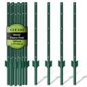 20 Pack Metal Fence Posts, 3ft Heavy Duty U-Post, Green Garden Stakes, No-Dig Post Anchors for Wire Fences, Temporary Fencing, Electric Fence, and Corner Support