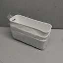 3 Pack White Storage Bin, 10" Long Bathroom Organizing Bins, Plastic Organizer Bins with Handles for Vanity, Pantry, Shelves