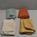 MIULEE Teal Orange Decorative Throw Pillow Covers 18x18 Inch Set of 4 Boho Corduroy Striped Cushion Cases Modern Farmhouse Patchwork Pillow Cases for Couch Sofa Bedroom Home Decor