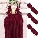 4 Pack 120 Inch Burgundy Cheesecloth Table Runner Boho Rustic Gauze Sheer Romantic 10 FT Long Cheese Cloth Table Runner for Bridal Baby Shower Wedding Party Birthday Holiday Home Easter Decor