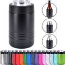 4-in-1 Stainless Steel 12 oz Double Wall Vacuum Insulated Can or Bottle Cooler Keeps Beverage Cold for Hours - Also Fits 16 oz Cans - Powder Coated Black - Clear Water Home Goods