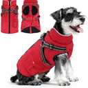 Dog Winter Coat with Harness Built-in | Waterproof Dog Jacket with Zipper & Fleece Lining | Reflective Cold Weather Coat for Small Medium Large Dogs Medium