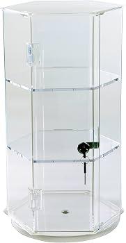 Display Case 24”H Rotating | Jewelry Display Case | Locking Cabinet | Display Cabinet | Display Stand | Acrylic Display Case | Matchbox Car Display | Clear Case | Action Figure Case | Locking Case for