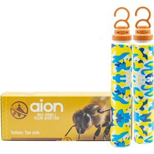 Aion Outdoor Wasp, Hornet & Yellow Jacket Traps with Natural Bait Attractant and Hanging Hooks for Trapping Flying Insects or Bugs, Patio, Camping, and Backyard Disposable Catchers, 2 Pack
