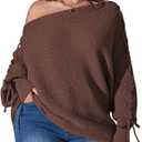 SOLY HUX Plus Size Off The Shoulder Sweaters for Women Lace Up Long Sleeve Knit Pullover Tops, XL Plus