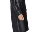 HALSTON Women's Long Vegan Leather Gold Hardware Jacket, Size 8