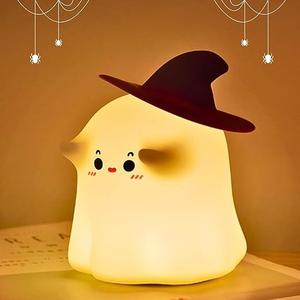 Ghost Night Light: Halloween Decorations Night Light Silicone Rechargeable Night Lamp with 3 Level Dimmable Bedside Lamp Nursery Nightlight Dorm Decor, Funny Holidays Gift Cool Gadgets for Kids