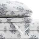 True North by Sleep Philosophy Soft & Cozy Micro Fleece Sheet Set, Fitted Sheets Deep Elastic Pocket Fits Up to 16" Mattress, Warm Winter Bedding, Fleece Bed Set King Snowflake Boho 4 Piece