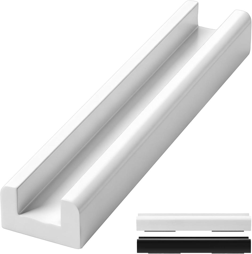 Colingmill 1 Pcs Wooden Floor Mirror Stand Anti Slip Base for Full Length Mirrors Stable Support Holder Bracket with Enlarged Non Slip Pads for Home Mirror Frames (14 x 2.7 x 1.7 Inches,White)