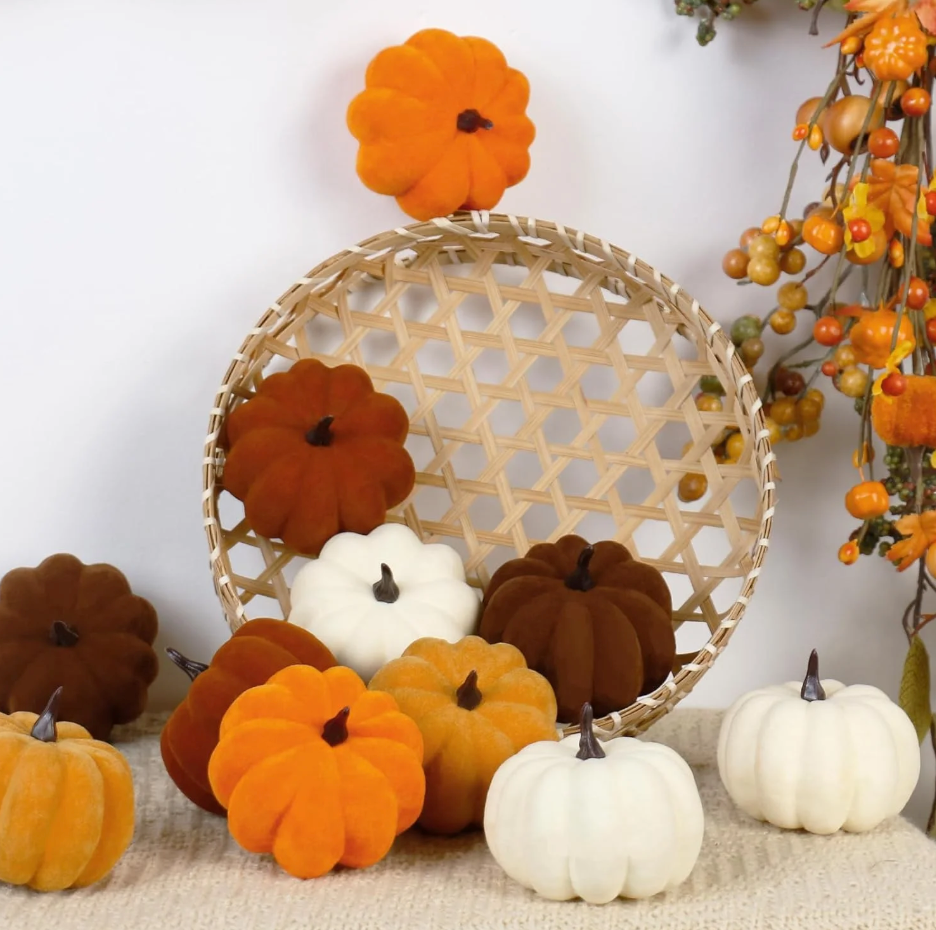 9PCS Fall Pumpkin Decor - Plastic Artificial Fake Pumpkins Used for Home Party Outdoor Decor and Thanksgiving Decorations
