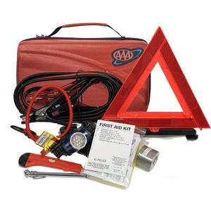 Lifeline AAA Executive Road Kit, 64 Piece Emergency Car Jumper Cables, Headlamp, Warning Triangle and First Aid Kit