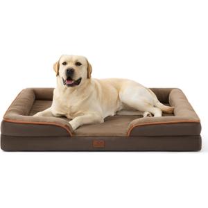 Bedsure Jumbo Orthopedic Dog Bed for Extra Large Dogs - Washable XLarge Dog Cat Bed Waterproof, Comfort Dogs Couch Sofa with Washable Removable Cover, Pet Bed with Nonskid Bottom, Brown, 45"