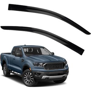 Window Visor Rain Guards Compatible with 2019-2023 Ford Ranger Super/Extended Cab with 2 Half Size Rear Doors, Tape-On Wind Deflectors Vent Visors for Trucks Accessories