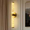 Alabaster Wall Sconces, 24" Brass Wall Sconce, Cylinder Natural Spanish Marble Sconces Wall Lighting, Modern Gold Dimmable Wall Lights for Living Room Bedroom Bathroom Stairs Hallway Entryway