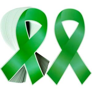 Green Ribbon Paper Card Cutouts Awareness Donation Ribbon Cutouts for Mental Health Awareness Cerebral Palsy, Liver Cancer Charity Fundraiser Support Supplies (150, Green, Medium)