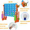 SDADI Height Adjustable Giant 4 in a Row Connect Game, 2-in-1 Jumbo 4-to-Score Game with Ring Toss Game Set, Indoor Outdoor Yard Game Party Game for Kids Adults and Family, Orange