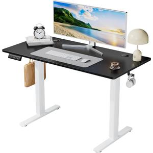 SMUG Standing Desk, 48x24 Inch Ergonomic Adjustable Height Electric Sit Stand Up Down Computer Table with Whole-Piece Desktop Board, Computer Workstation for Home Office, White(2 Packages)
