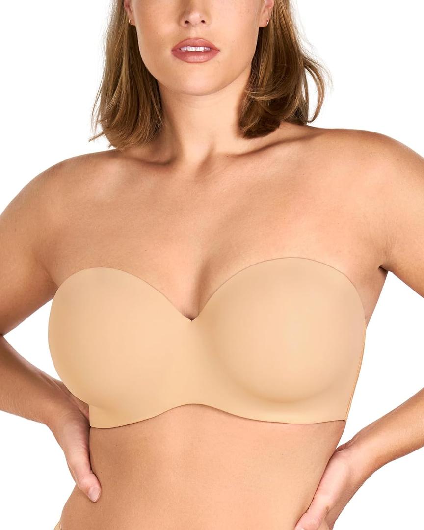 HSIA Strapless Bra for Women Large Bust Seamless Underwire Plus Size Convertible Bandeau Bra, 42DDD