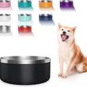 Dog Bowl, Stainless Steel Dog Food and Water Bowl with Non Slip Quiet Bottom, Easy to Clean, Dishwasher Safe, 40oz, Black