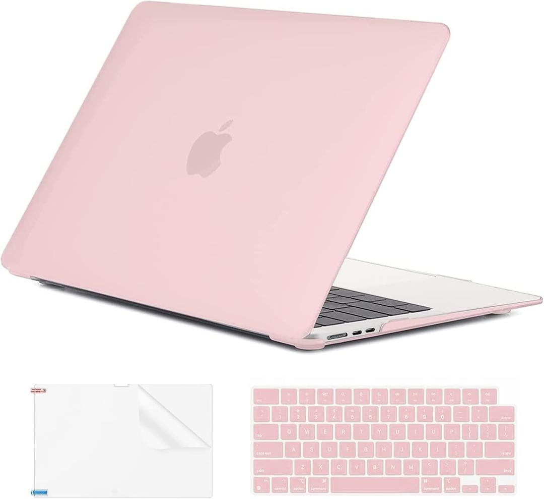 EooCoo Case Compatible with MacBook Air 13 inch M5 2026-2022 Release M4 M3 M2 A3449 A3240 A3113 A2681, Hard Shell&Keyboard Skin Cover&Screen Protector for Mac Air 13.6 inch, Matte Dusty Pink
