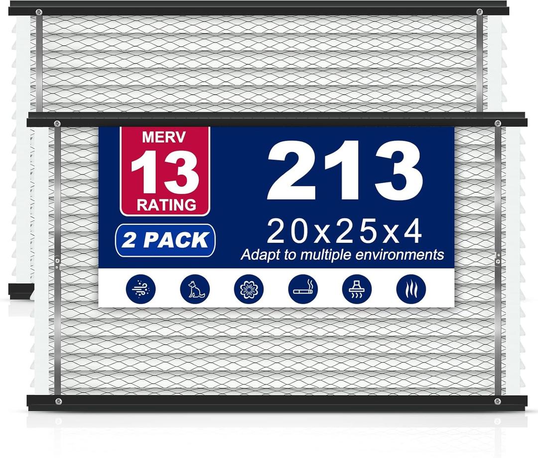 2-Pack 213 Air Filter Replacement Compatible with AprilAire Whole House Air Purifiers,Models 1210, 1620, 2210, 2216, 3210, 4200, MERV 13 20x25x4 Pleated HVAC AC Furnace Filter