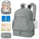 Breast Pump Backpack Fit for Spectra S1 and S2 with Removable Cooler Compartment, Pumping Bag for Pump Accessories, Breast Pump Bag for Work, Travel and Family Use Grey