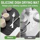 Silicone Drying Mat, 23"X17" With Built-in Drain Lip,Heat-Resistant,Eco-friendly,Hygienic Drying Pad,Leak-Proof and Non-Slip,Silicone Dish Drying Mat for Kitchen Counter or SinkBlack 23X17