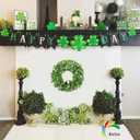 Small Mini St Patricks Day Wreath 16 Green Shamrock Clover Wreaths for Front Door with White Flowers, Small St. Patricks Day Spring Summer Door Decorations Indoor Outdoor