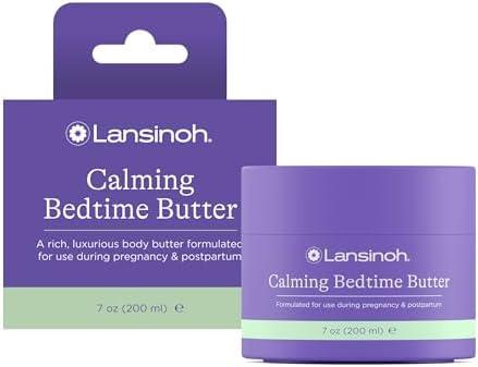 Lansinoh Magnesium Bedtime Butter Body Lotion for Pregnant Moms, Calm Magnesium Lotion for Aching Muscles, Lotion for Women & Soothing Massage, Promote Relaxation, Help Ease Cramps, 7 oz.