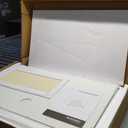 Feandrea Litter Box Enclosure, Modern Cat Litter Box Furniture Hidden, with Scratching Mat, Tall Legs, Cat House, Side End Table, 31.5 x 19.7 x 21.7 Inches, White and Gold UPCL007W01