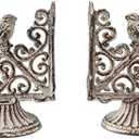 Retrome Vintage Decorative Farmhouse Country Bookends, 2 Pack French Provincial Book Ends, Antique White