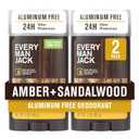 Every Man Jack Amber + Sandalwood Mens Deodorant - Stay Fresh with Aluminum Free Deodorant For all Skin Types - Odor Crushing, Long Lasting, with Naturally Derived Ingredients - 3oz (2 Pack)