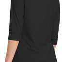 Dimur Womens Tops 3/4 Sleeve V Neck Button Down Shirts Business Casual Outfits Basic Tees Summer Top 2026 (Medium, Black)