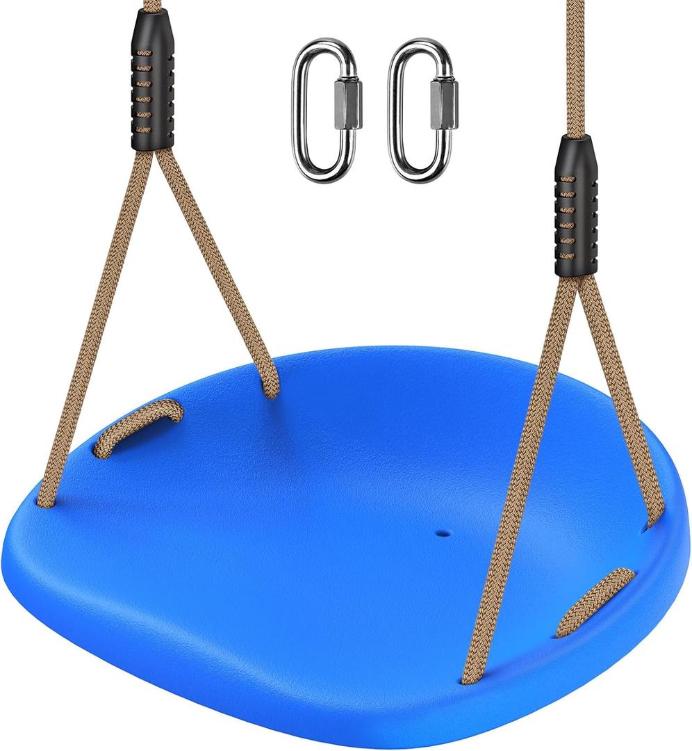 SELEWARE Heavy Duty Swing Seat for Adults Kids Tree Swing with Weather Proof Ropes Swing Set Accessories for Backyard Patio Garden Playground, Height Adjustable Blue