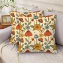 Mushrooms Throw Pillow Covers 18x18 in Set of 2,Boho Retro Groovy Floral Pillow Cases Decorative Double-Sided Square Pillowcases for Home Bed Sofa Living Room Farmhouse Outdoor