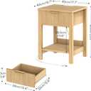 HOOBRO Fluted Nightstand with Charging Station, Modern Wooden Night Stand, 17.7"L x 15.7"W x 23.6"H